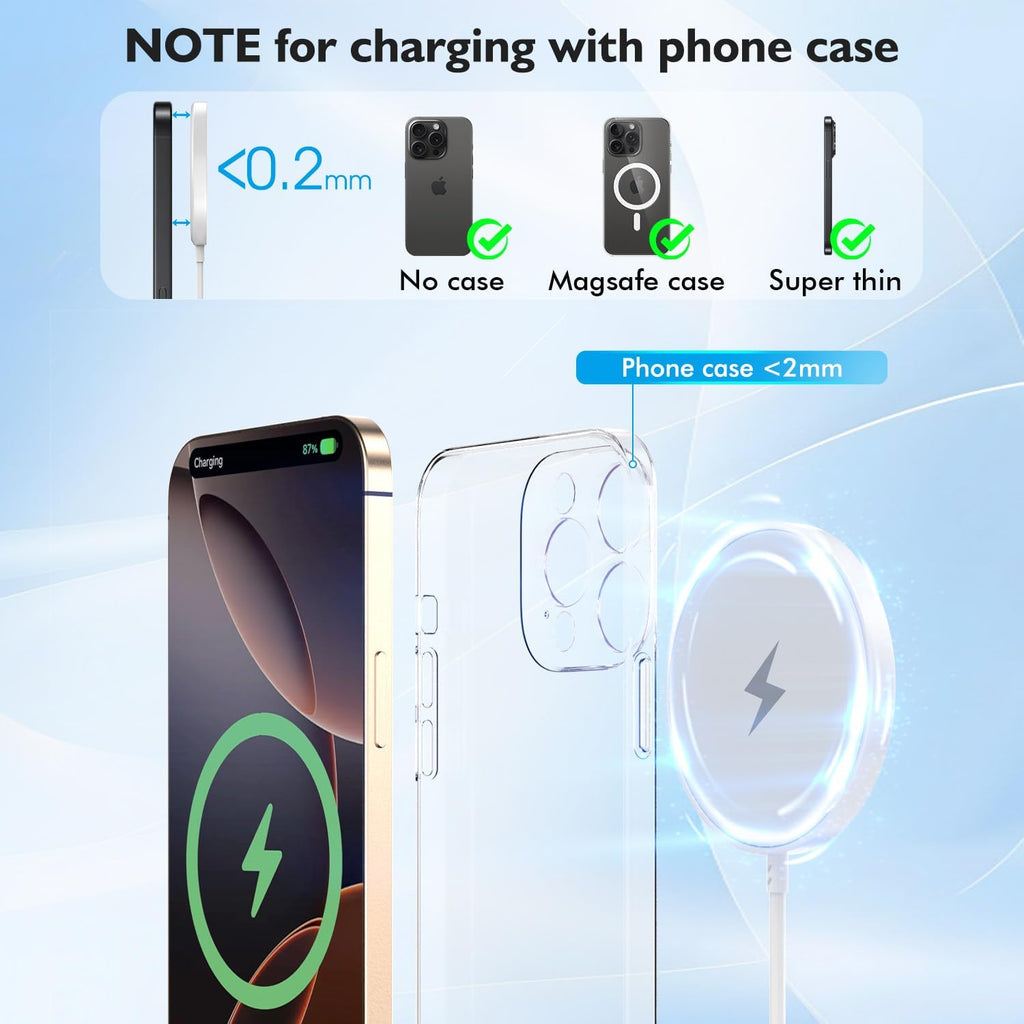 [Apple MFi Certified]Magnetic Wireless iPhone Charger Magsafe Charger,6FT 15W Fast Phone Charging Pad Wireless