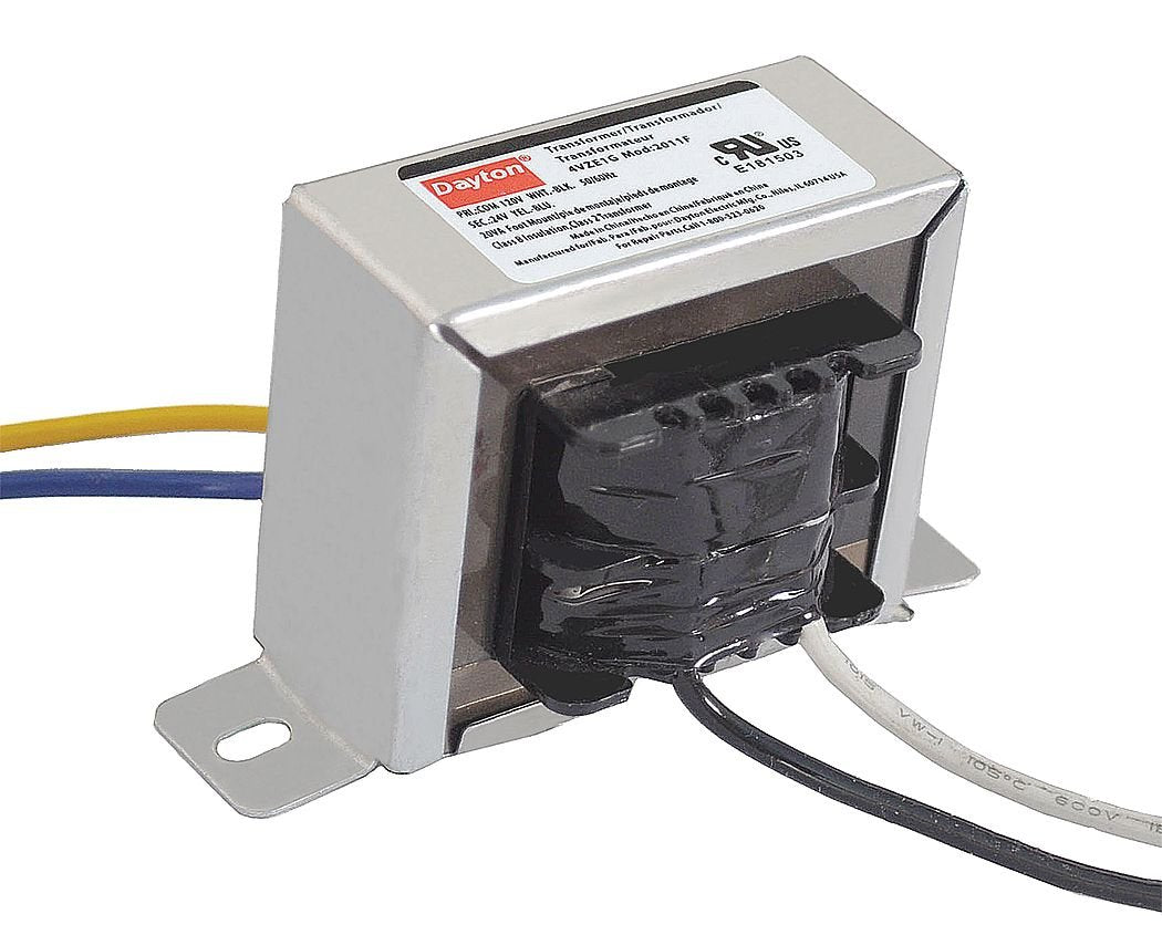 Dayton Class 2 Transformer, 20Va, 120Vac, 24Vac, Foot, 4VZE1
