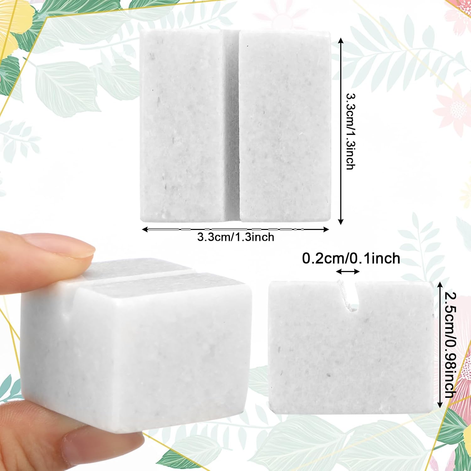 12 Pcs White Marble Place Card Holders Table Number Stands | Marble Card Holder for Weddings, Business Name Display