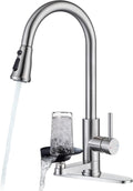 Pull Down Kitchen Faucet with Glass Rinser Single Handle Kitchen Sink Faucet with Pull Out Sprayer, Glass Rinser