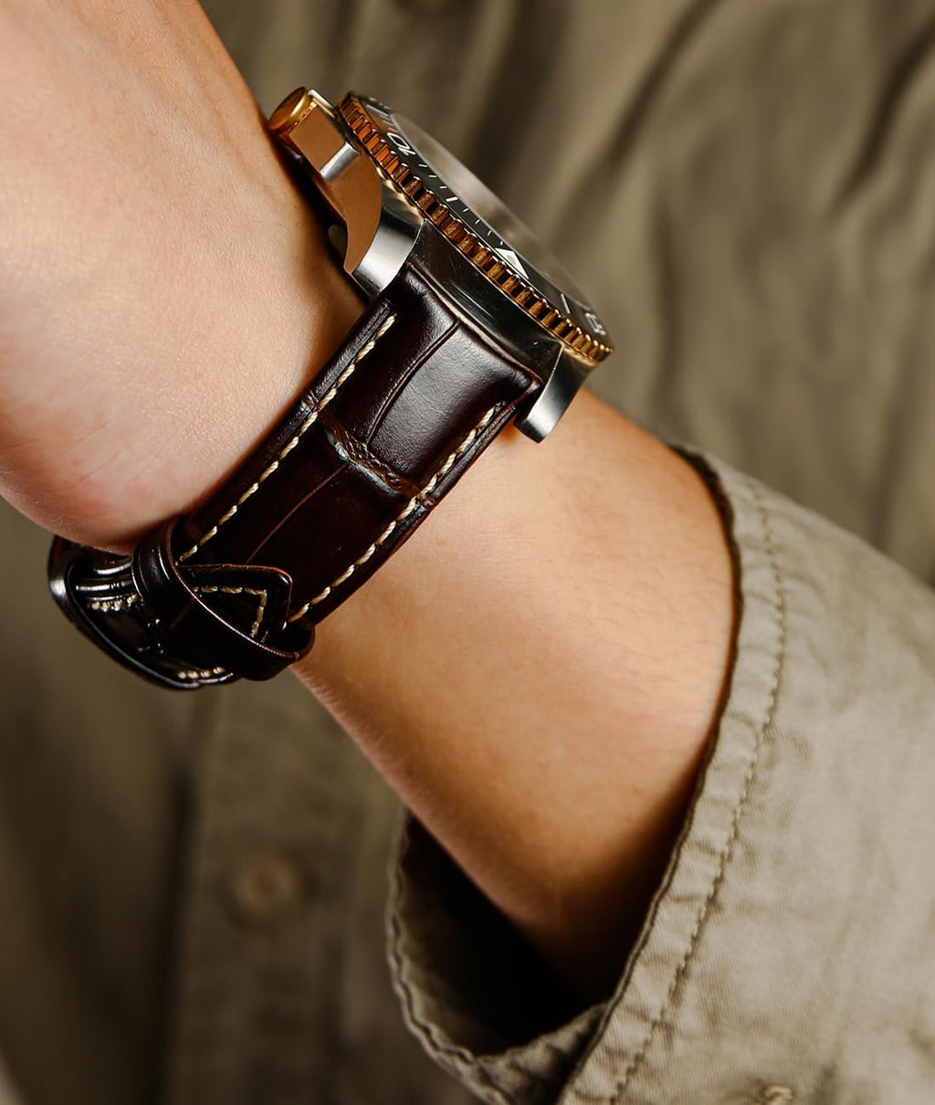 Leather Watch Band for Men, Quick-Release Alligator Grain Embossed | REZERO Watch Bands Replacement | Luxury Style |