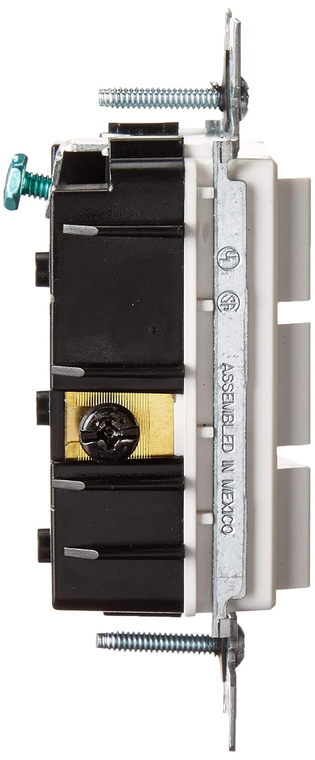 Leviton 15 Amp, 120 Volt, Decora Single-Pole, AC Combination Switch, Commercial Grade, Non-Grounded, 1755-W, White