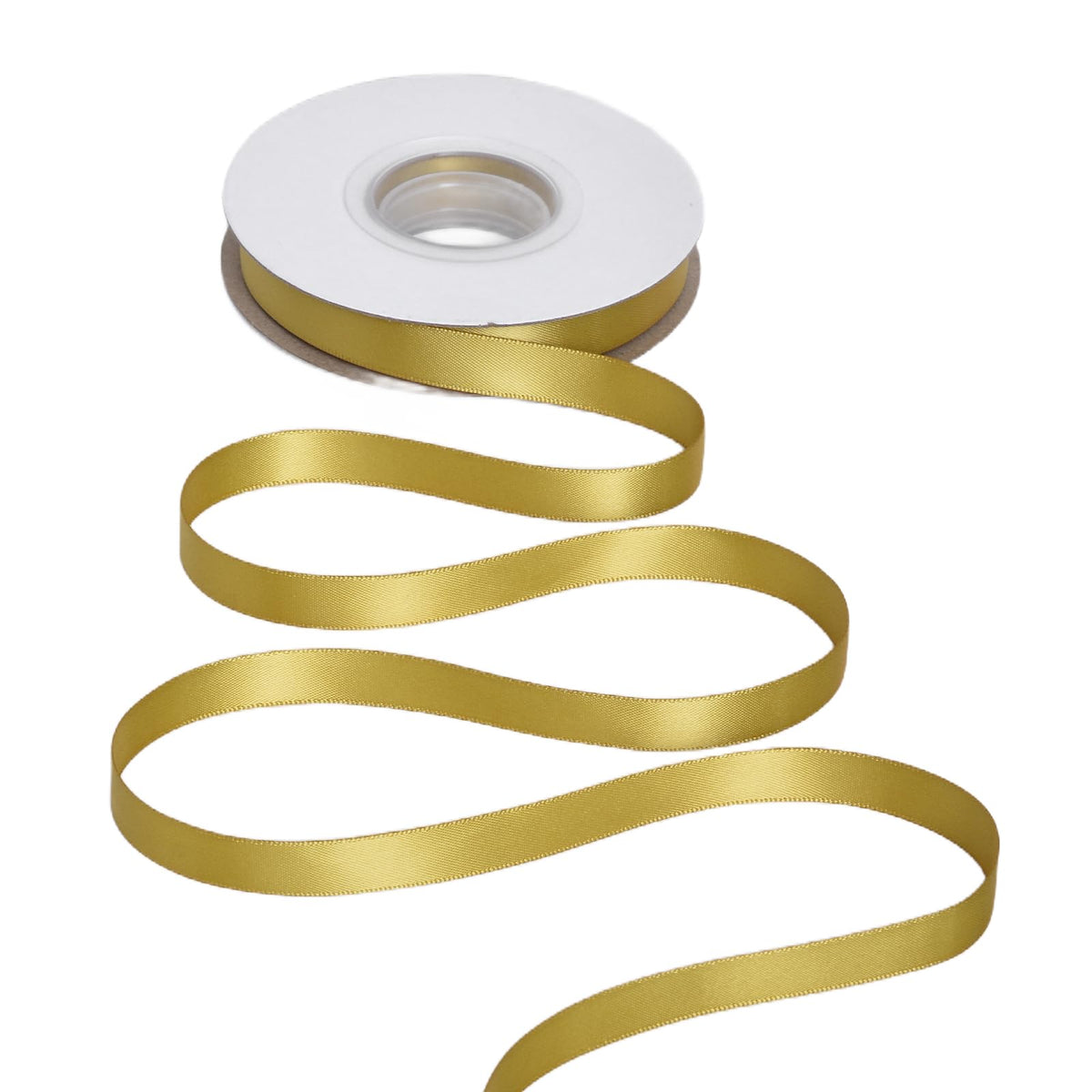 Gold Double Faced Satin Ribbon, 1/2 Inch Continuous 25 Yards
