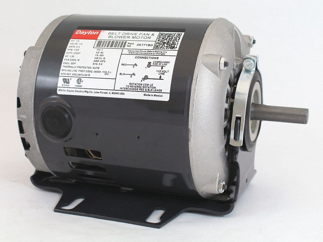 Dayton 1/4 HP Belt Drive Motor, Split-Phase, 1725 Nameplate RPM, 115 Voltage, Frame 48