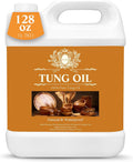128 OZ Pure Tung Oil for Wood Outdoor/Indoor, Food Grade Sealer | 1 Gallon Tung Oil Finish, Waterproof Wood Oil for