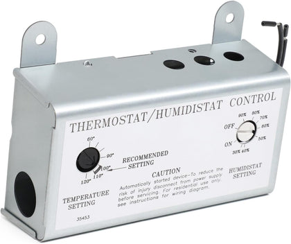 Attic Fan Adjustable Thermostat & Humidistat Controller Box for Powered Attic Ventilators Fan- Replacement