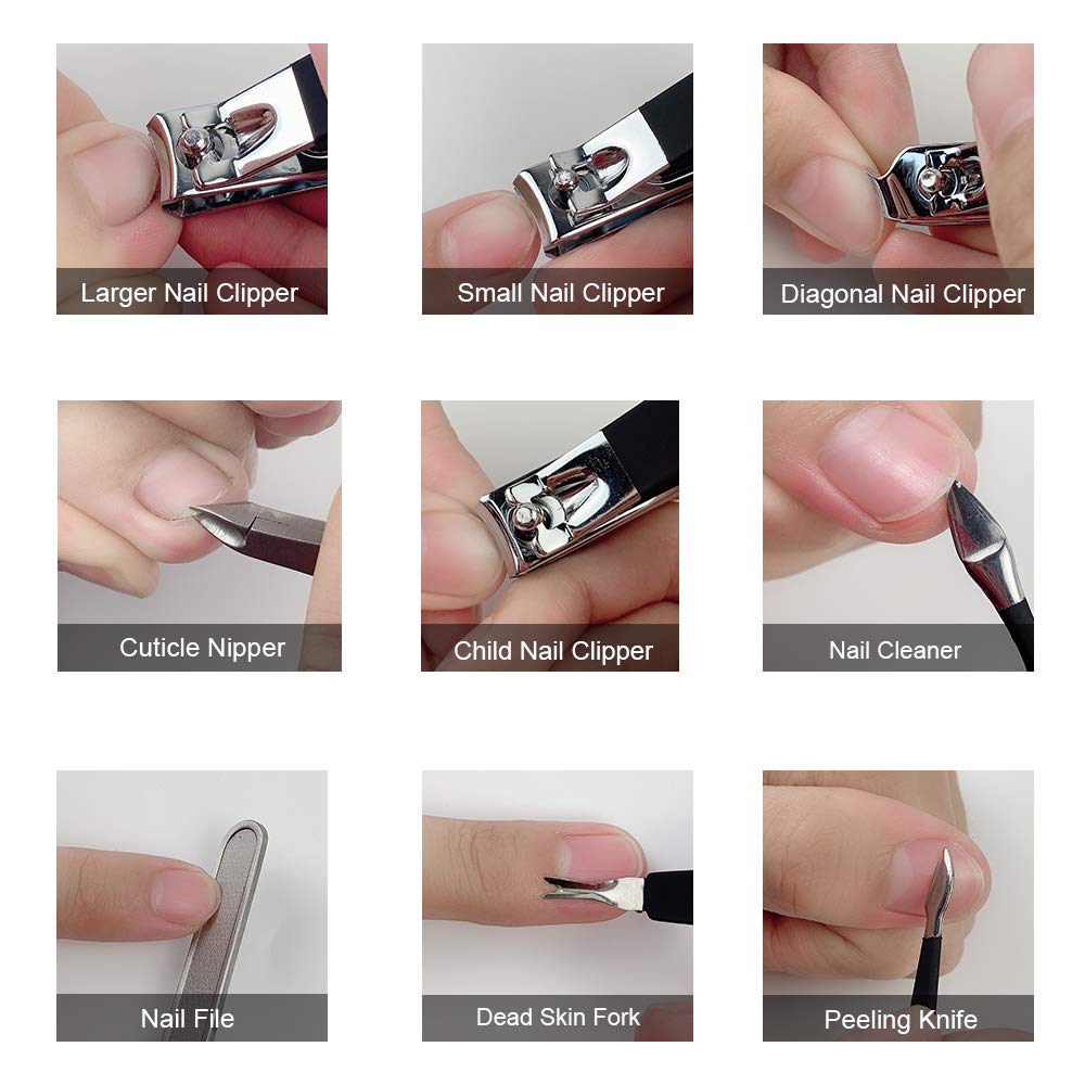 Manicure Set Professional Nail Clippers Kit Pedicure Care Tools- Stainless Steel Women Grooming Kit 18Pcs for Travel