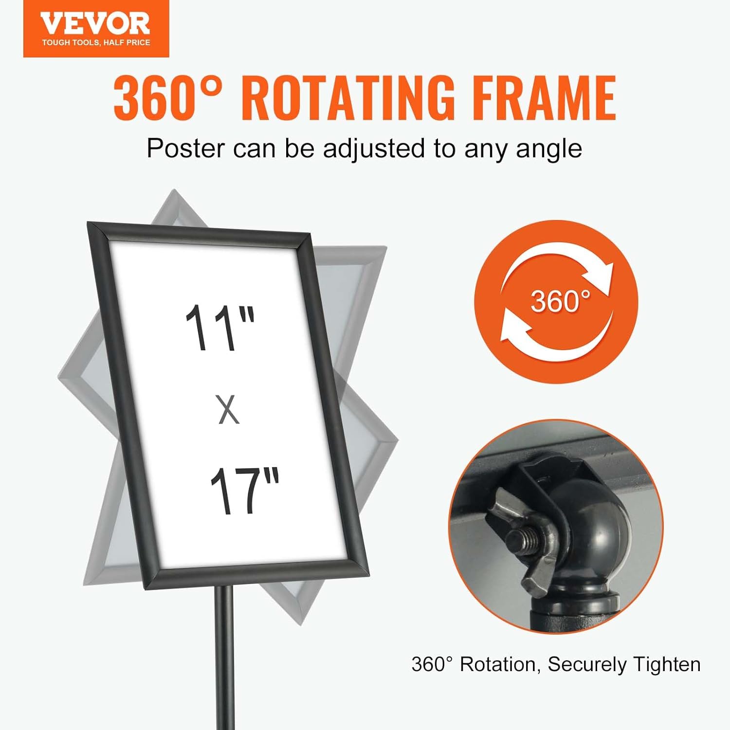Pedestal Sign Holder, 11 x 17 Inch Vertical and Horizontal Adjustable Poster Stand, Heavy-Duty Floor Standing Sign
