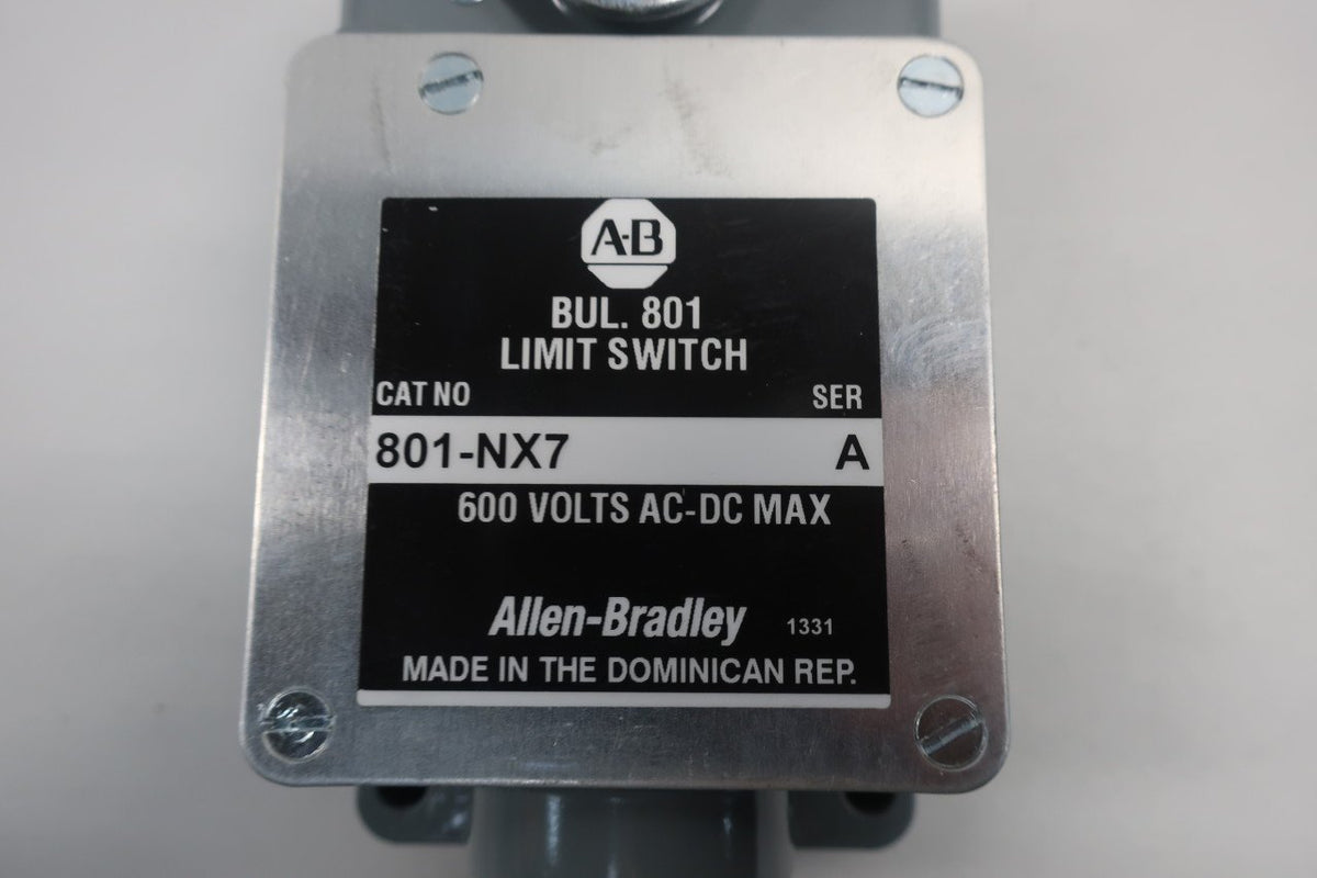 ALLEN BRADLEY 801-NX7 LIMIT SWITCH 600V-AC SER A D610486