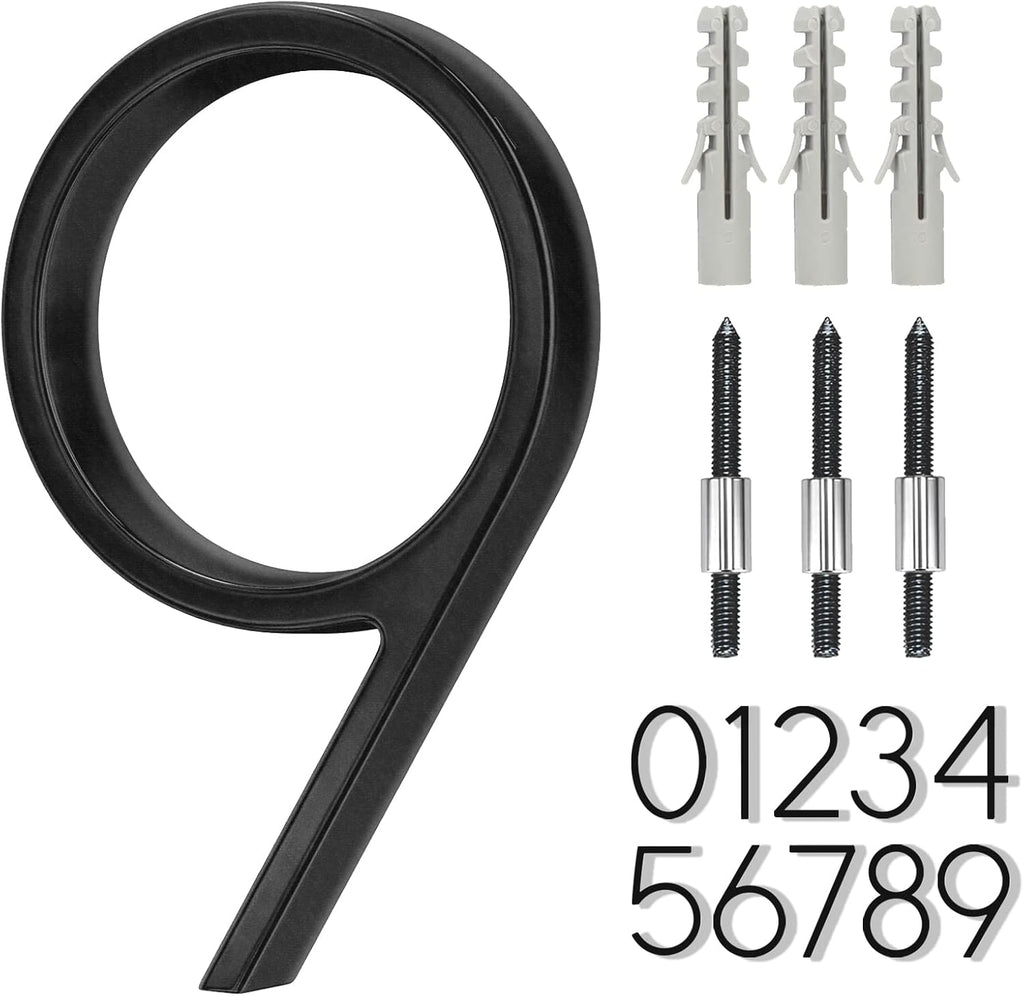 5 Inch Stainless Steel Floating House Number, Metal Modern House Numbers | Number 9, Outdoor Mailbox Yard Home Wall