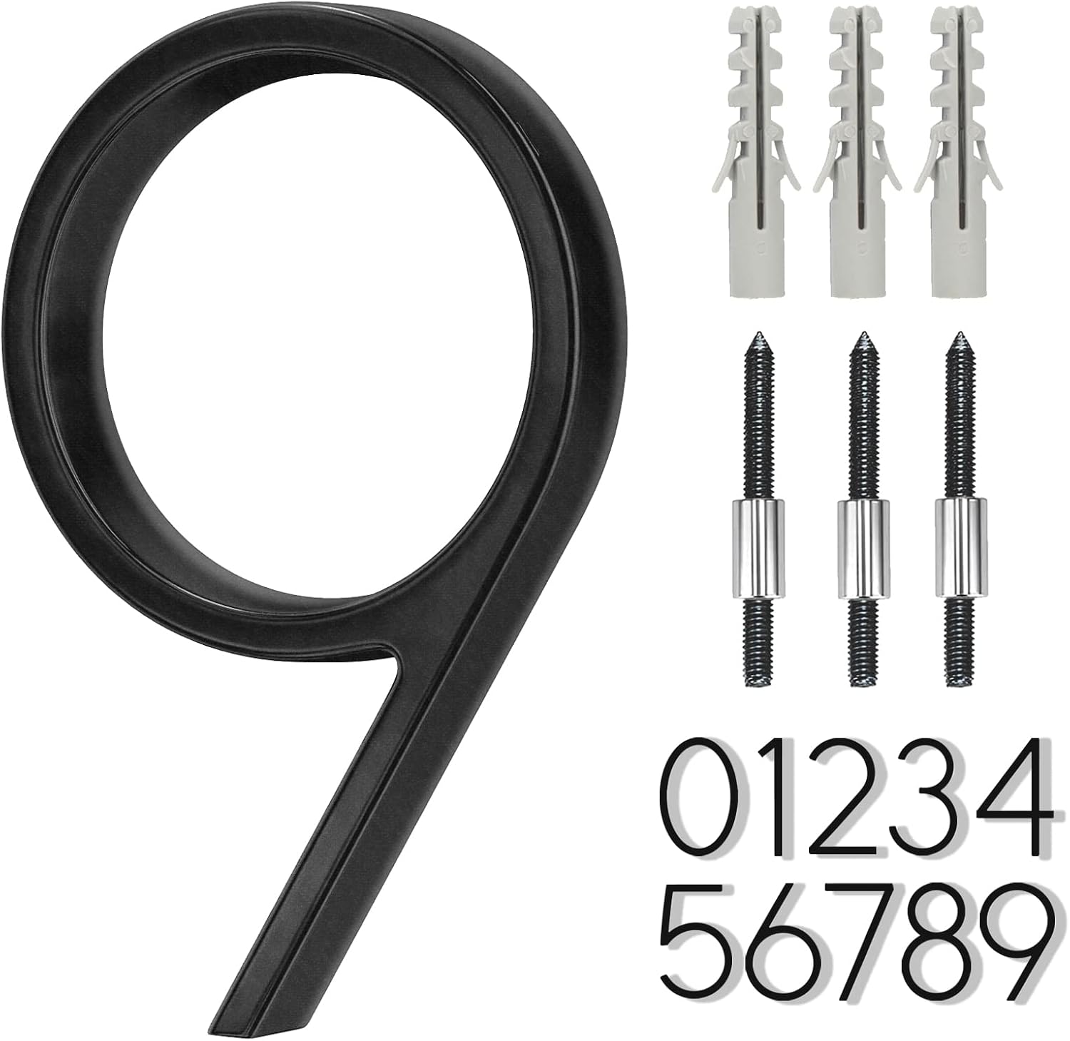 5 Inch Stainless Steel Floating House Number, Metal Modern House Numbers | Number 9, Outdoor Mailbox Yard Home Wall