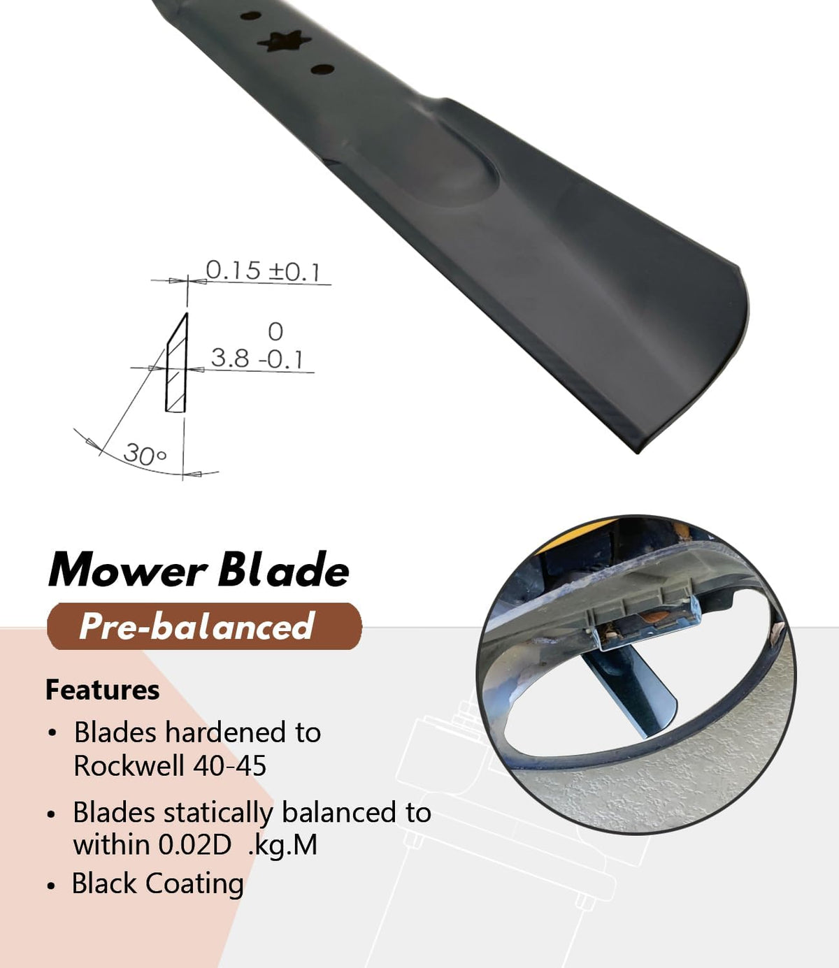 942-04308 942-04308A Mower Blades -2 Blades- High Lift fits for Troy BIlt Bronco Mustang Cub Cade RZT MTD Craftsman with 42" Cutting Deck Replaces 742-04308 742-04312
