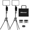 2 Pack LED Video Light Kit, Photography Lighting, 13" Studio Lights with 65" Tripod Stand and Phone Holders, Podcast