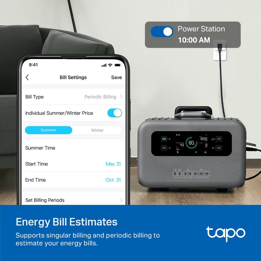 TP-Link 𝗧𝗮𝗽𝗼 Smart Plug Wi-Fi Mini, Energy Monitoring, Compatible with Alexa & Google Home & Samsung SmartThings