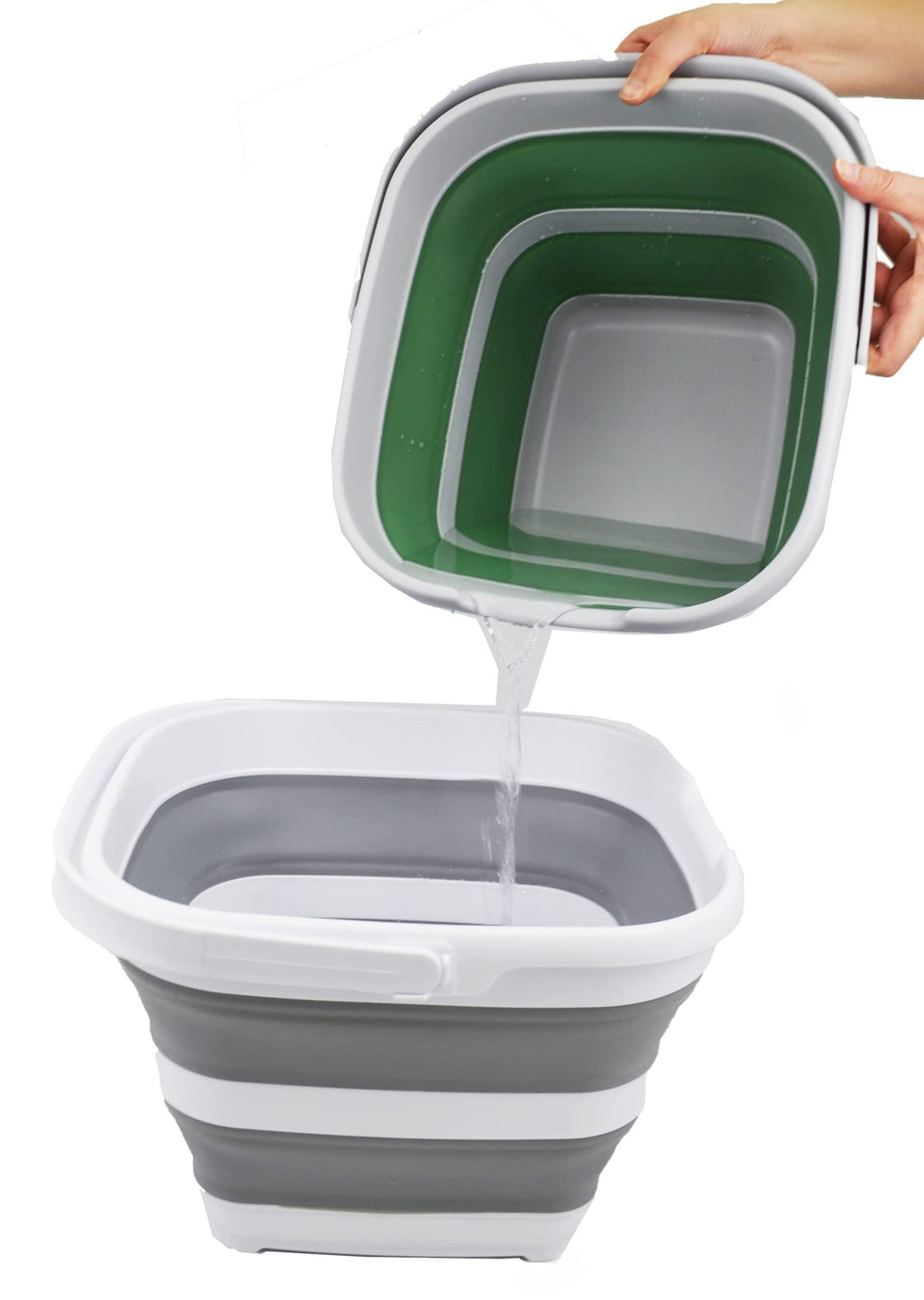 10L (2.6 Gallon) Collapsible Rectangular Handy Bucket (White/Grey, 1)