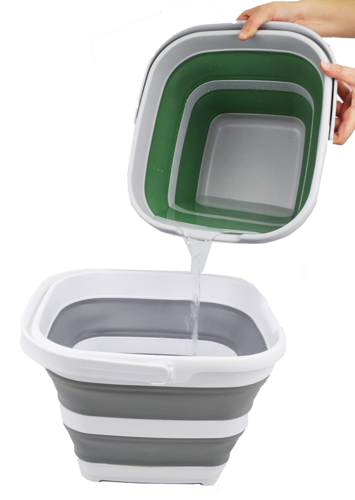 10L (2.6 Gallon) Collapsible Rectangular Handy Bucket (White/Grey, 1)