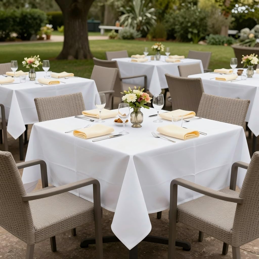 White Square Tablecloths 54x54 Inch Table Cloth, 2 Pack