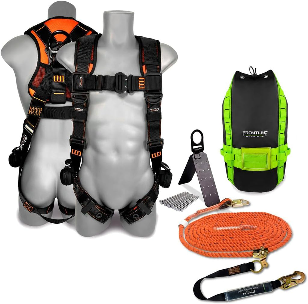 Frontline RK110V50 Combat Premium Complete Roofers Kit | Includes Combat Harness, Roof Anchor & Vertical Lifeline