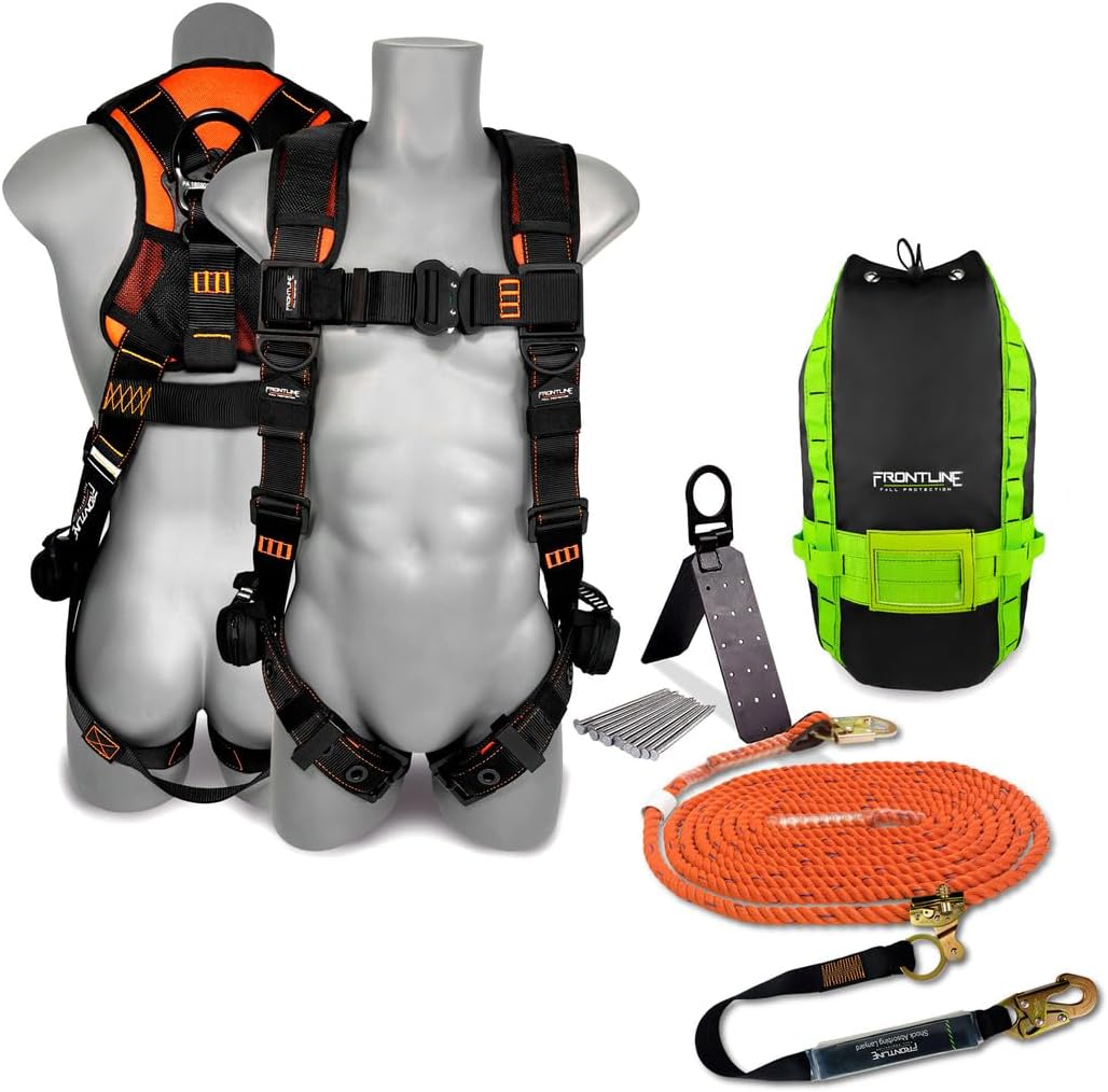 Frontline RK110V50 Combat Premium Complete Roofers Kit | Includes Combat Harness, Roof Anchor & Vertical Lifeline