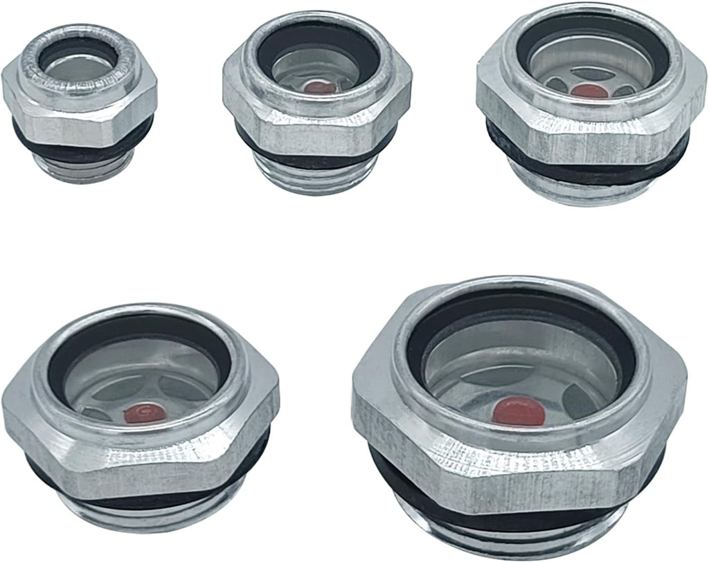 5 Pack Oil Sight Glass Stainless Steel Threaded Liquid Level Indicator