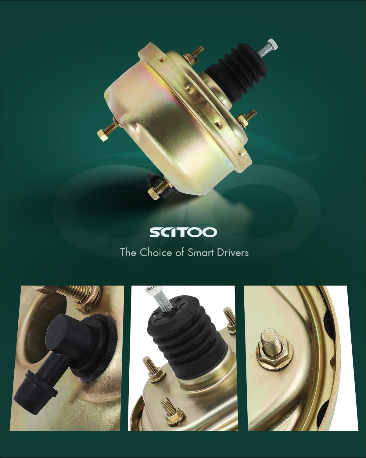 SCITOO Power Brake Booster 7" Single Diaphragm Fit for Buick for Chevy
