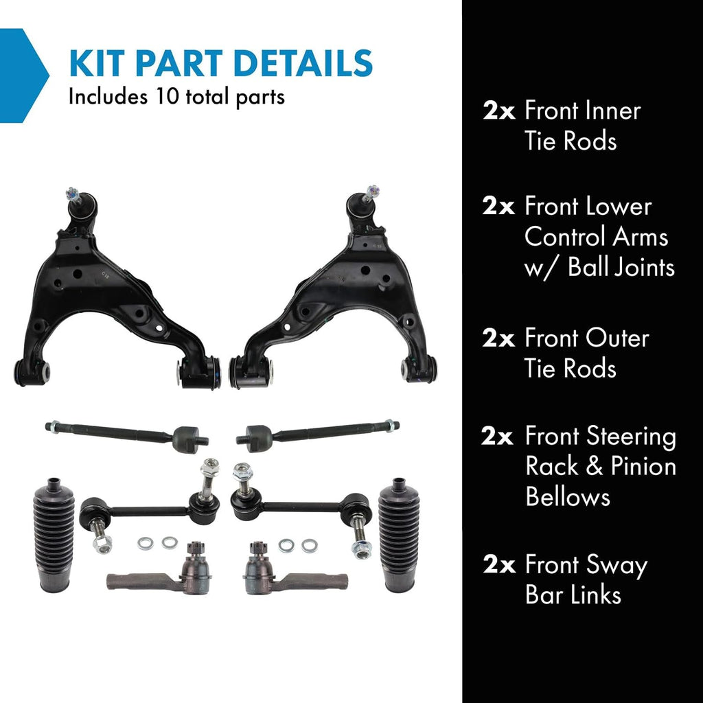TRQ Front Steering & Suspension Kit Control Arm with Ball Joint Steering