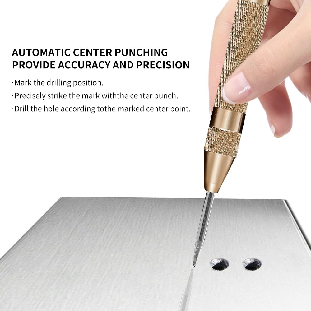 5PCS Step Drill Bit with Automatic Center Punch