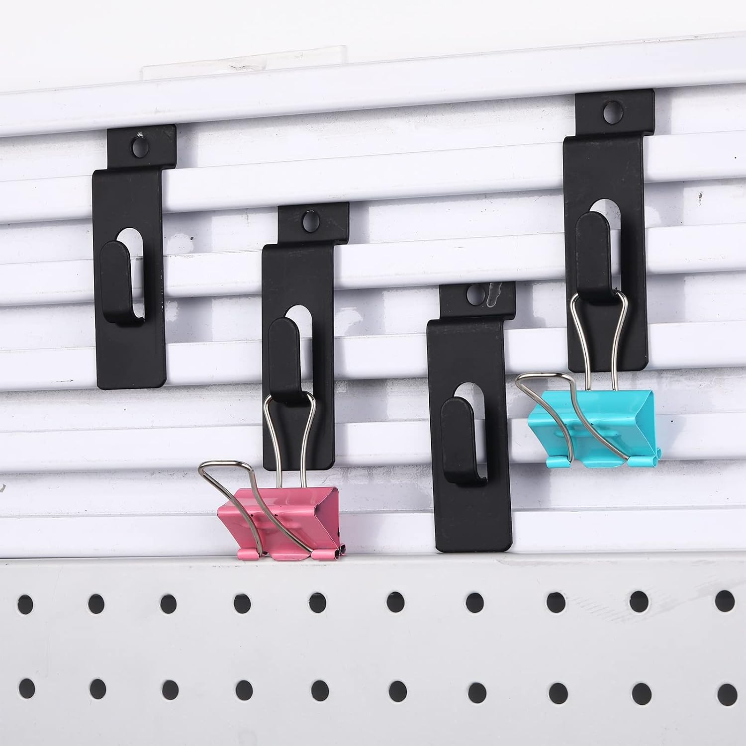 50 Packs Slatwall Hooks, Picture Hanger Utility Notch Black | Retail Display, Slatwall Panel, Pegboard, Slat Grid