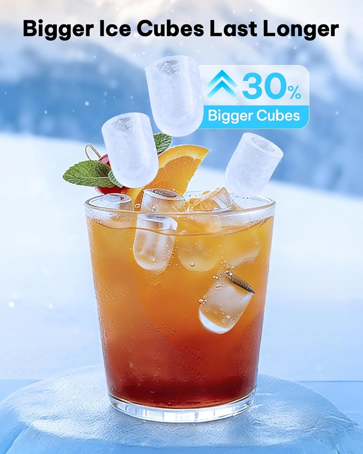 Ice Maker Countertop, 8 Cubes in 6 Mins, 26.5lbs/24H, Self-Cleaning