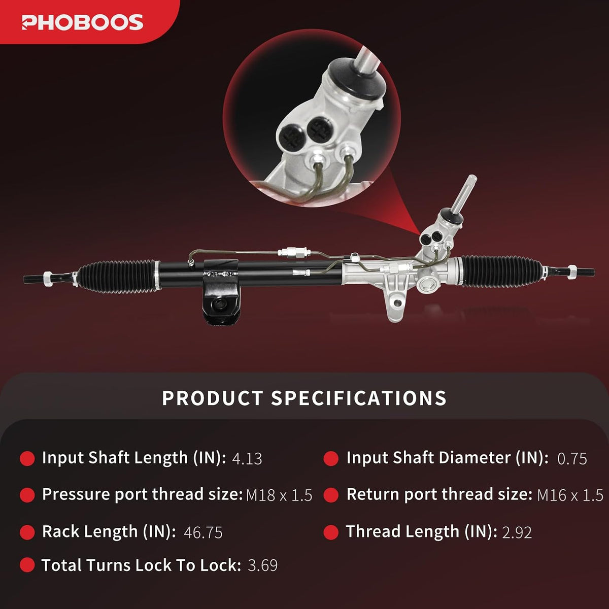 PHOBOOS Hydraulic Power Steering Rack and Pinion Fit for Dodge & Jeep