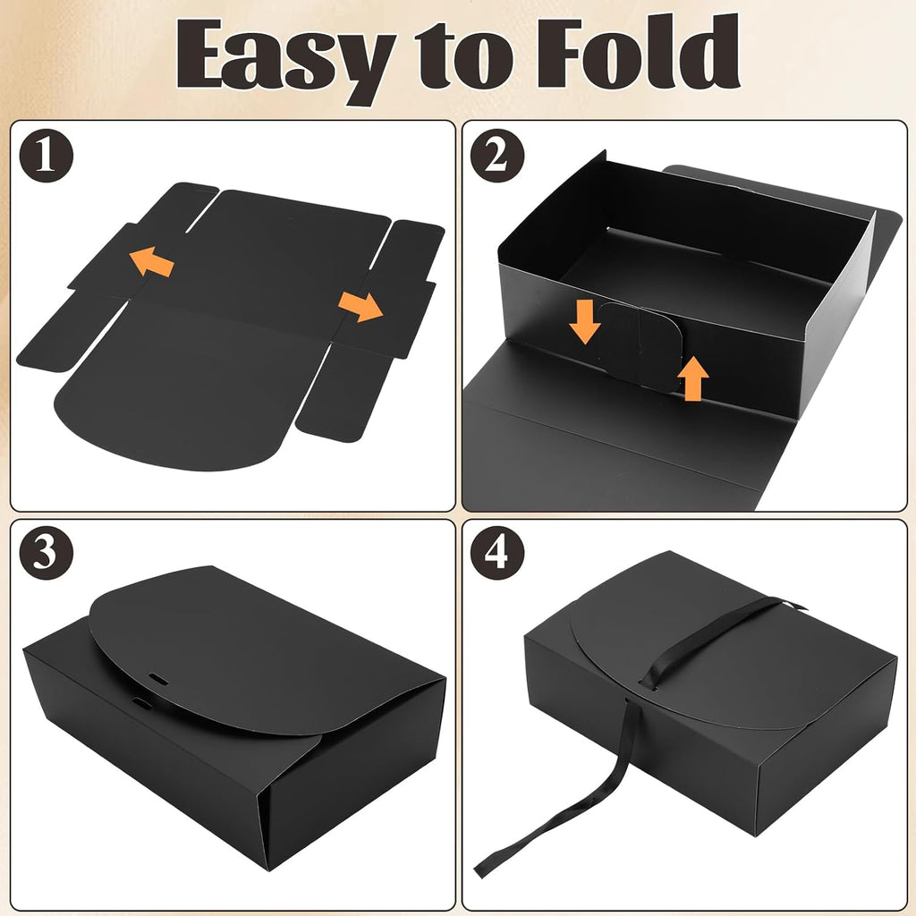20PCS Black Gift Box with Lids Bridesmaid Proposal Box with Ribbon