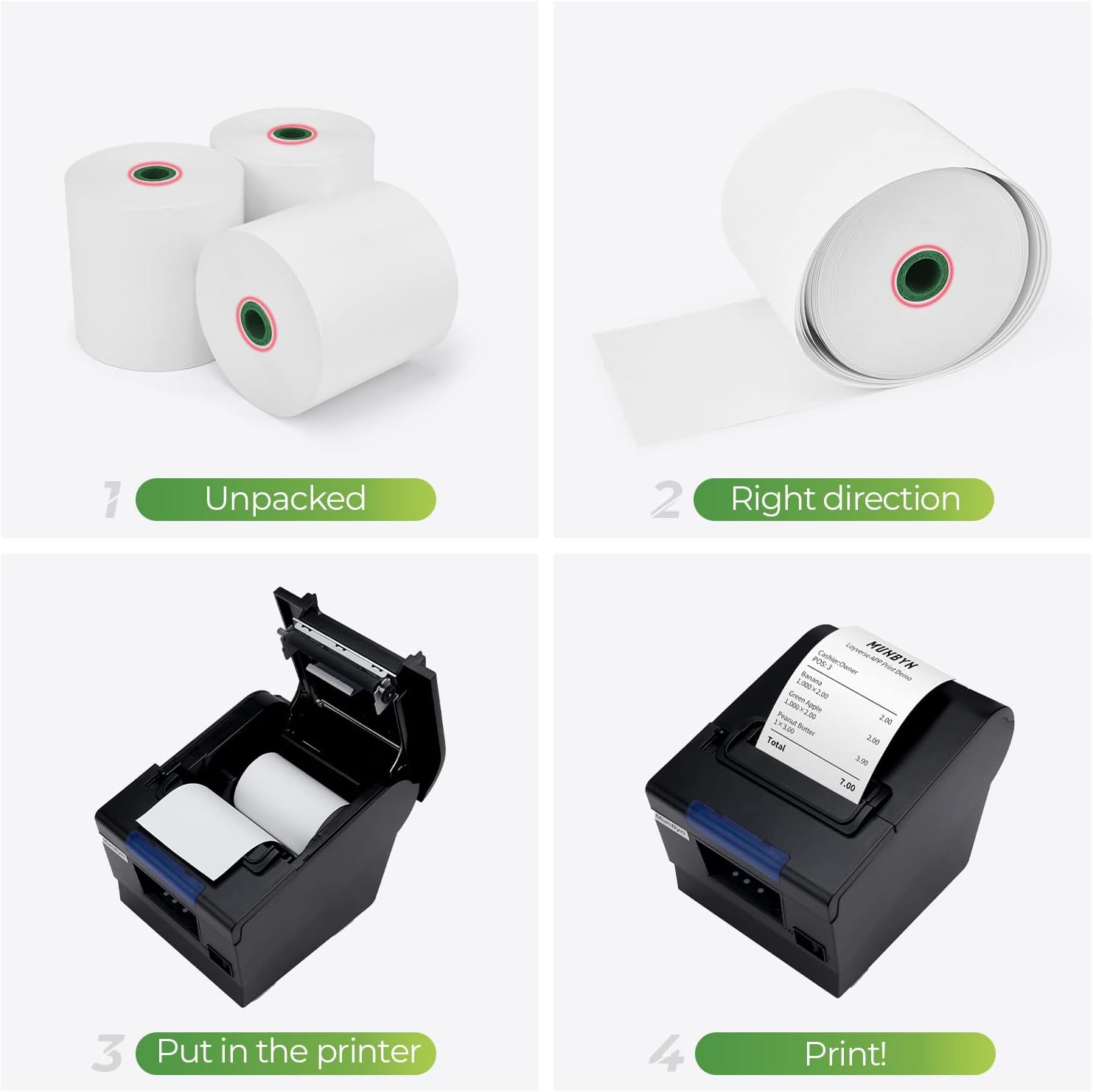 Thermal Paper 3 1/8 x 230ft, 10 Rolls Receipt Paper Work for Star Micronics TSP100 TSP143 Epson 80mm Receipt Printer