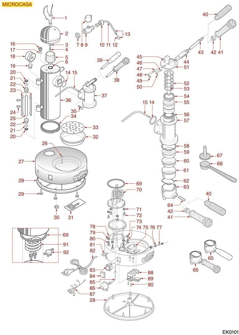 Elektra Microcasa Leva Lever Gasket Seal Kit - 7 O-Ring set.