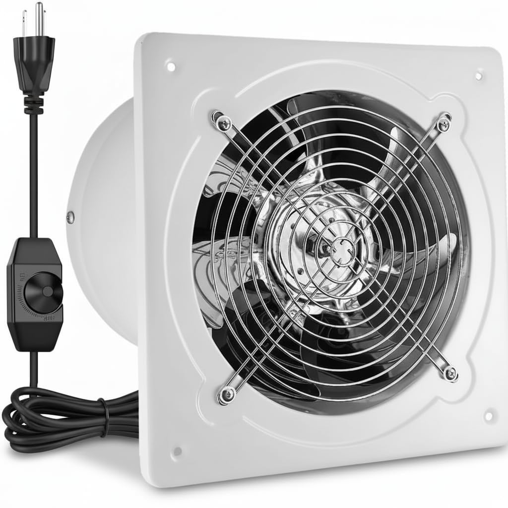 8 Inch Exhaust Fan with Speed Controller, Wall Mount Ventilation Fan