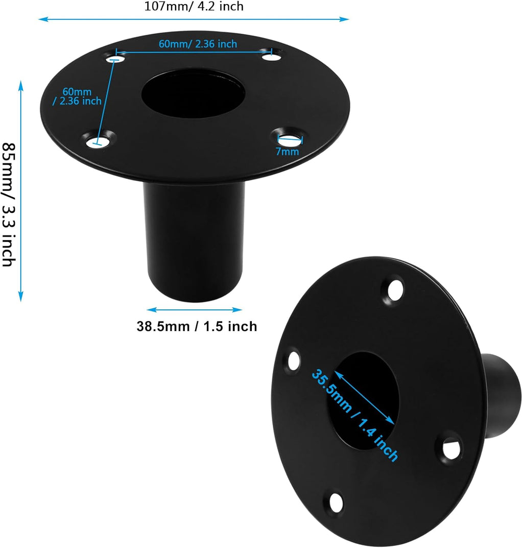 2 pcs Speaker Stand Top Bracket, 107 * 85mm/4.25 * 3.3 Inch | Metal Speaker Mounts Hat, Black Studio Speaker Mount