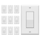 ENERLITES White Single Pole Decorator Paddle Light Switch, 15A, 10 Pack