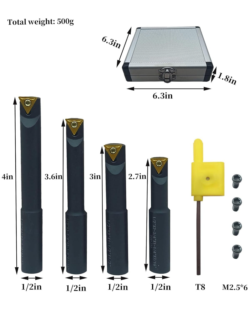 GBJ 1/2in Boring Bar Set Precise Internal Lathe Machining