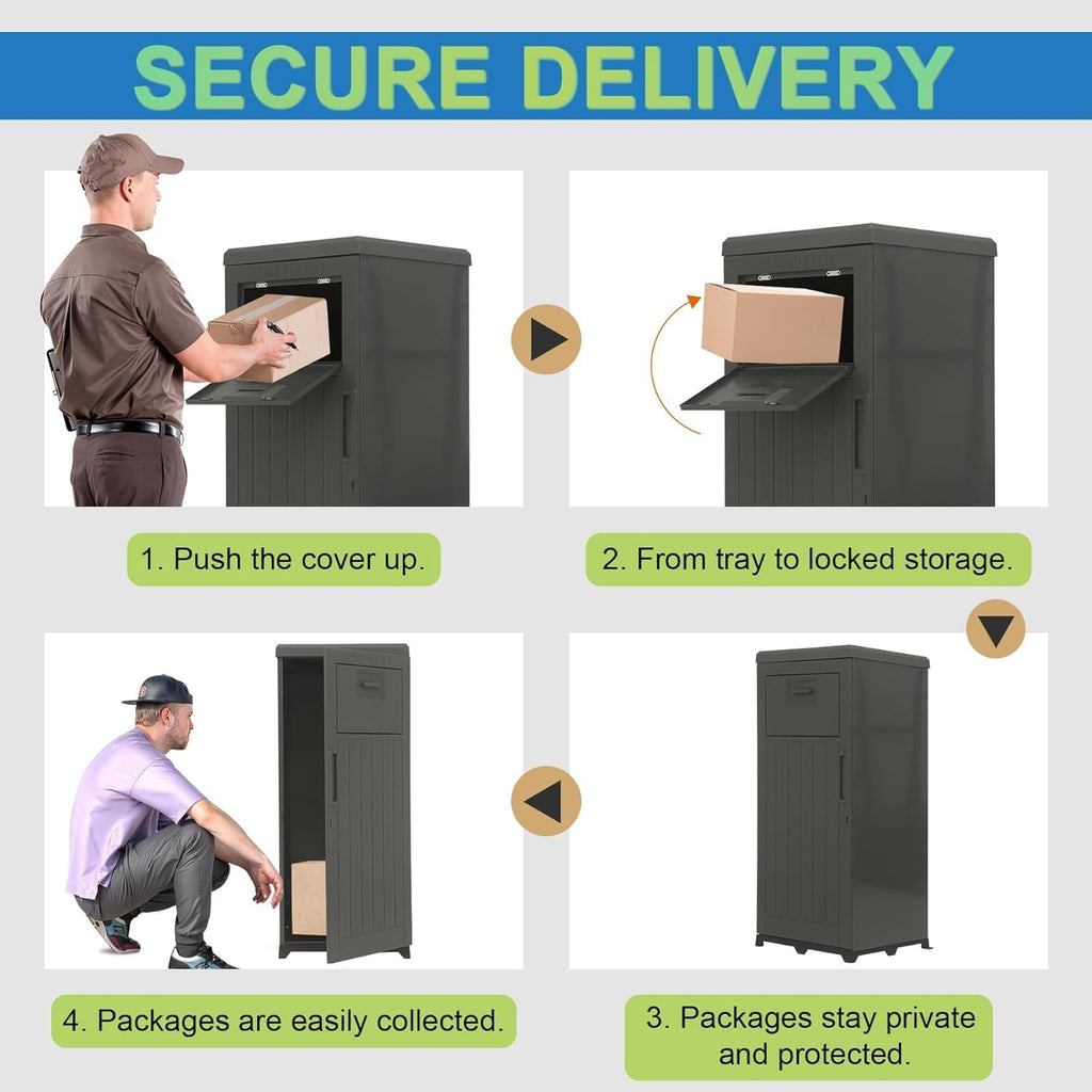 Domi Large WaterProof Lockable Package Delivery Boxes for Outside ﻿ | All-weather, Resin