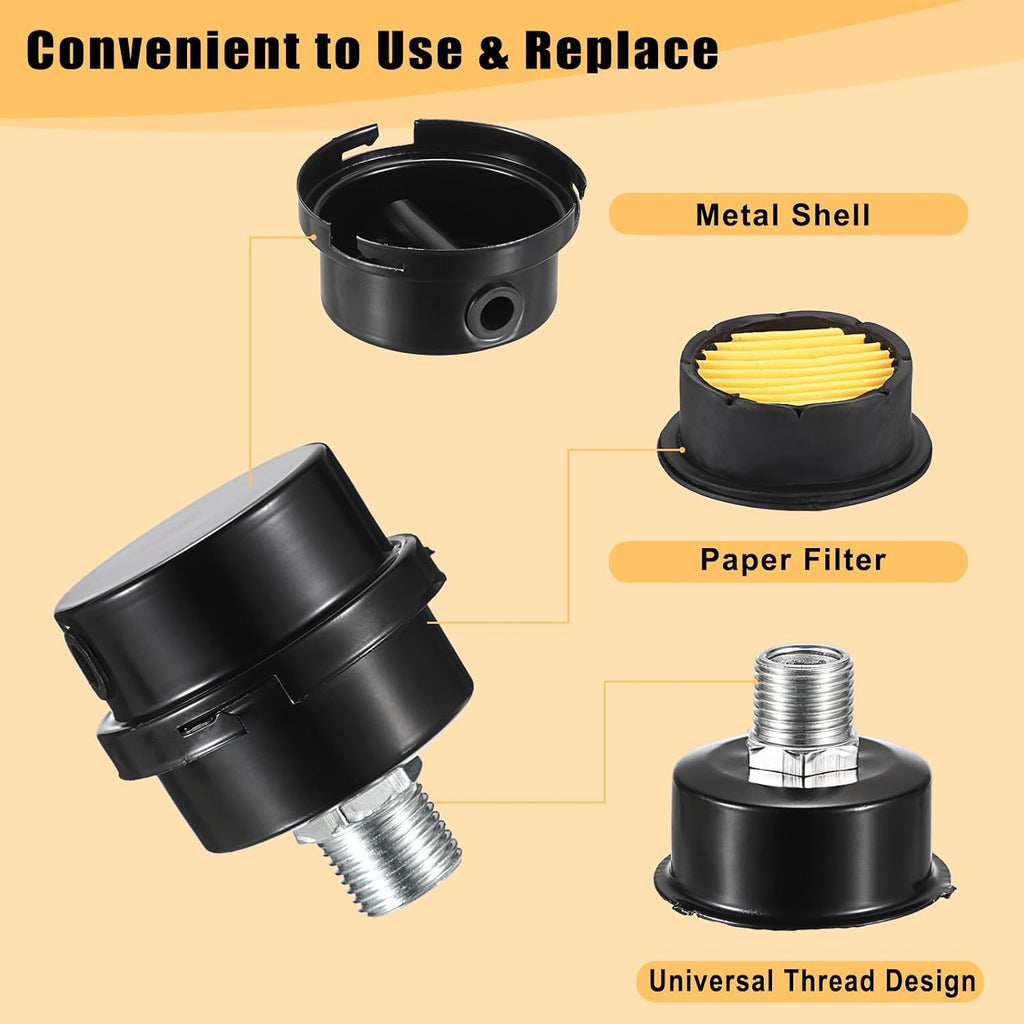 OwnMy 1 Set Air Compressor Silencer with Intake Filter, 1/2" Thread