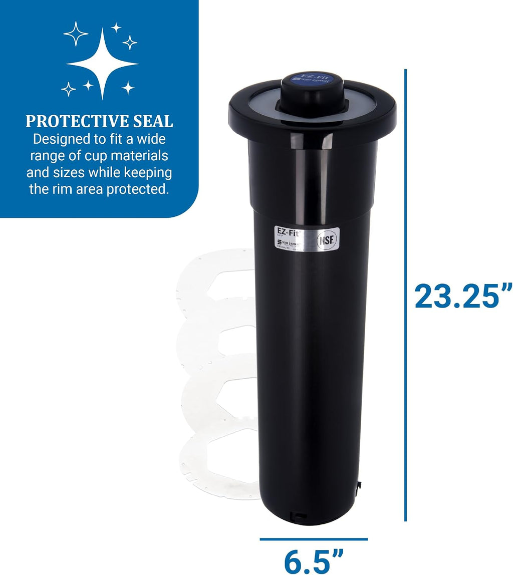 Ez Fit Surface Mount Cup Dispenser Fits 6 - 24 Oz Cups with Interchangeable Gaskets for Restaurants, Dining Halls
