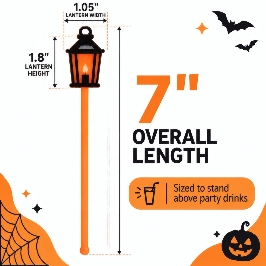 Halloween Lantern Drink Stirrers, 36 Pack, 7 Inch Cocktail Sticks