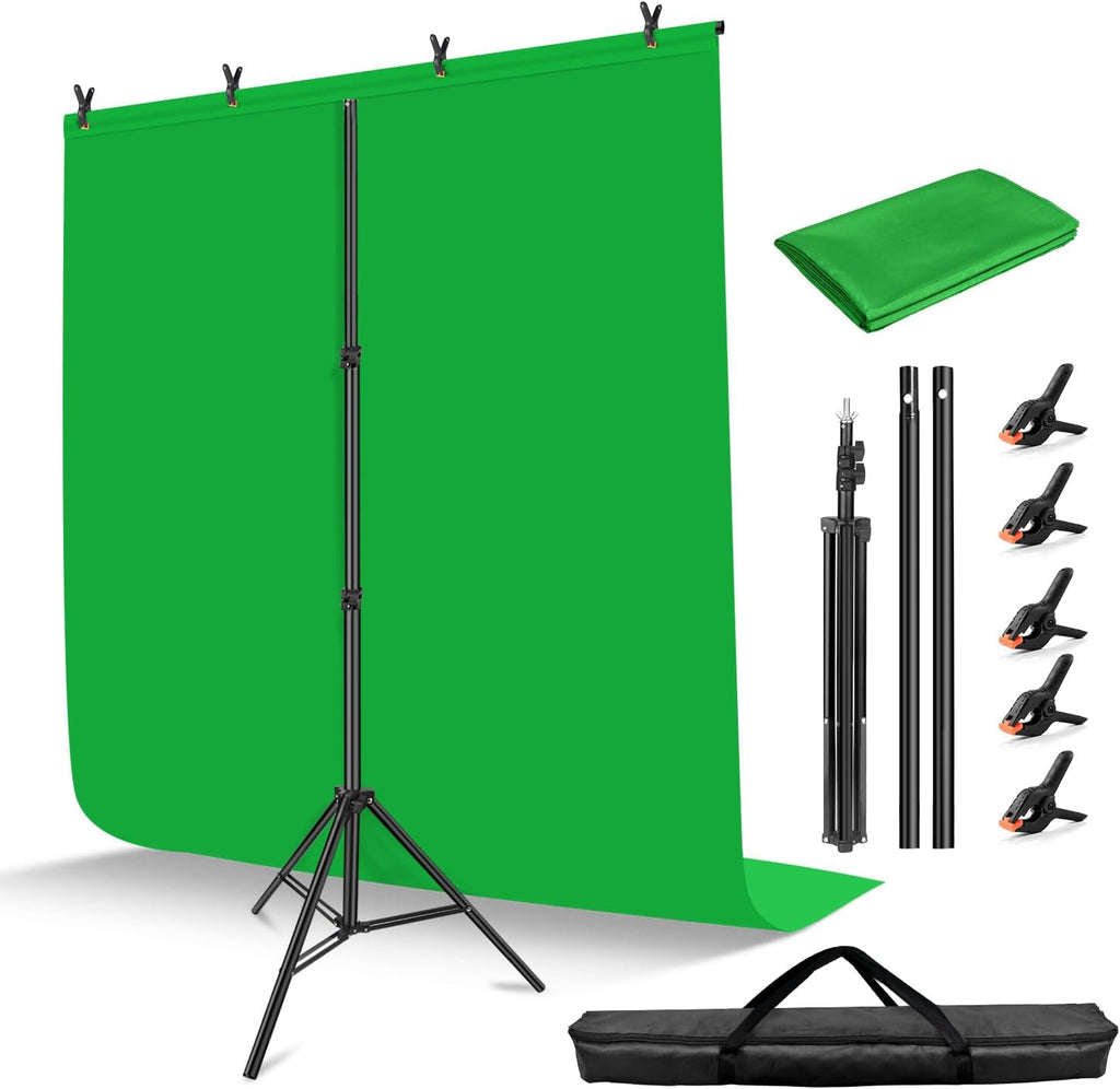 Green Screen Stand 7x5 ft(HxW) with 6.5x5 ft Backdrop Kit | Chromakey