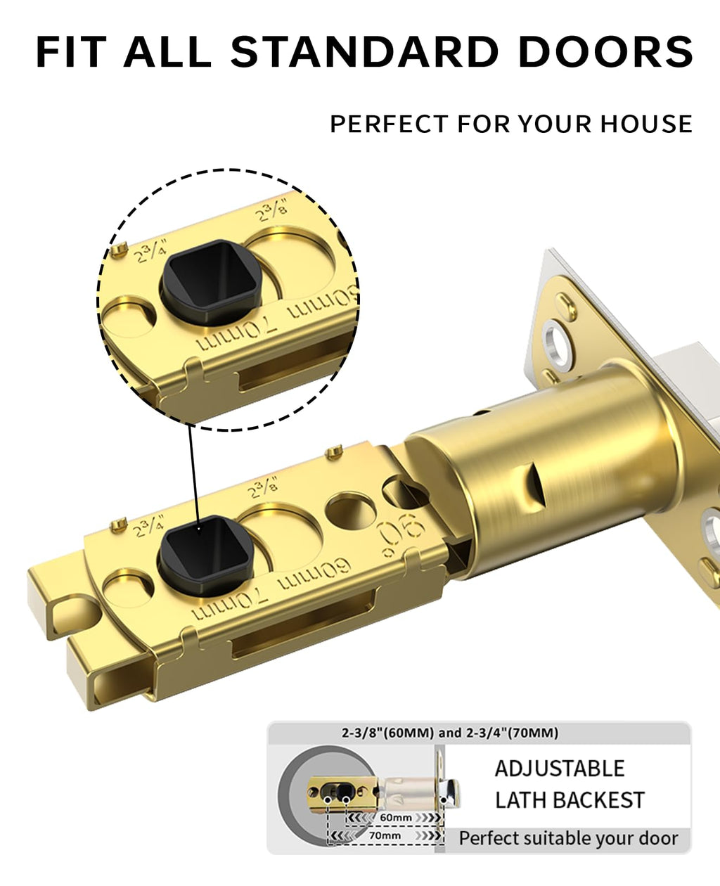 4 Pack Brushed Gold Passage Interior Door Handles
