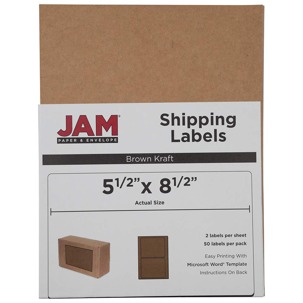 Shipping Labels - Half Page - 5 1/2 x 8 1/2 - Brown Kraft - 50/Pack