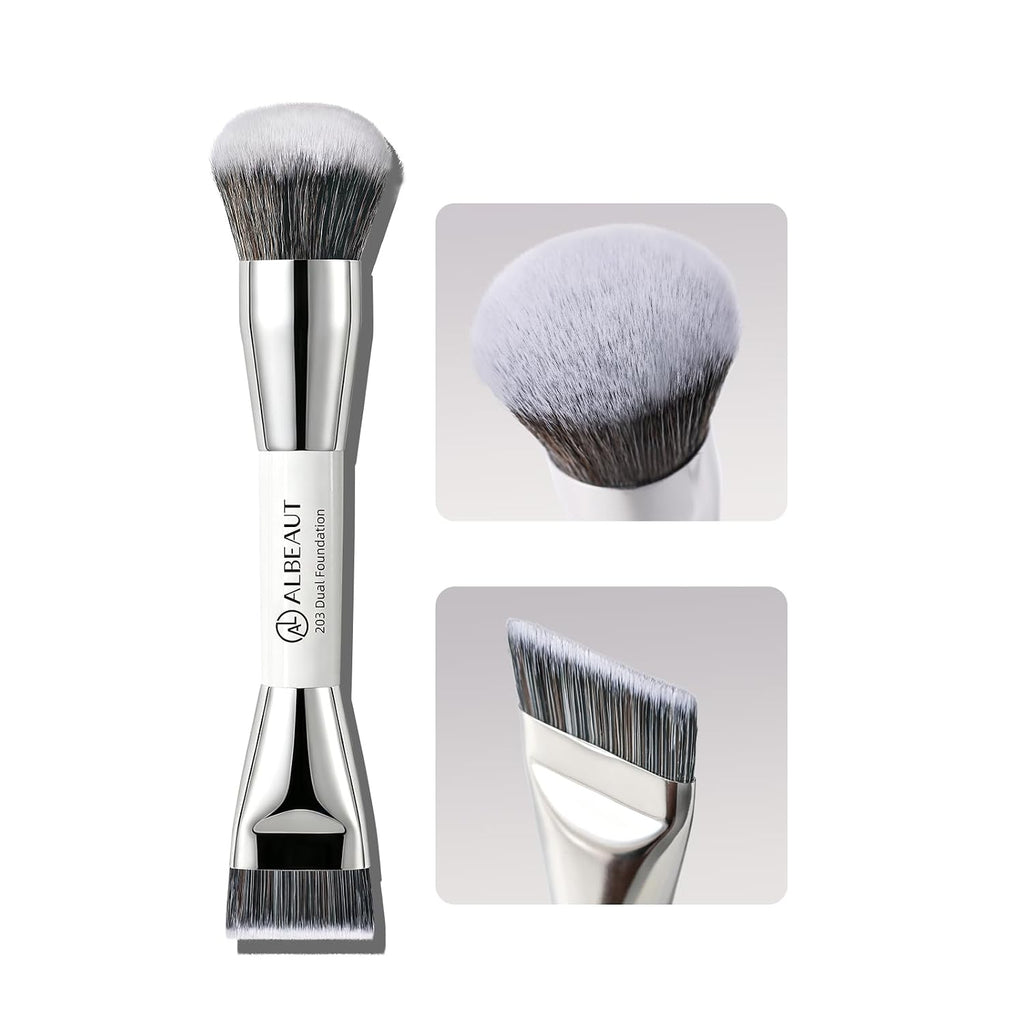 Foundation Brush for Liquid Makeup, Flat+Dome Dual Makeup Brush