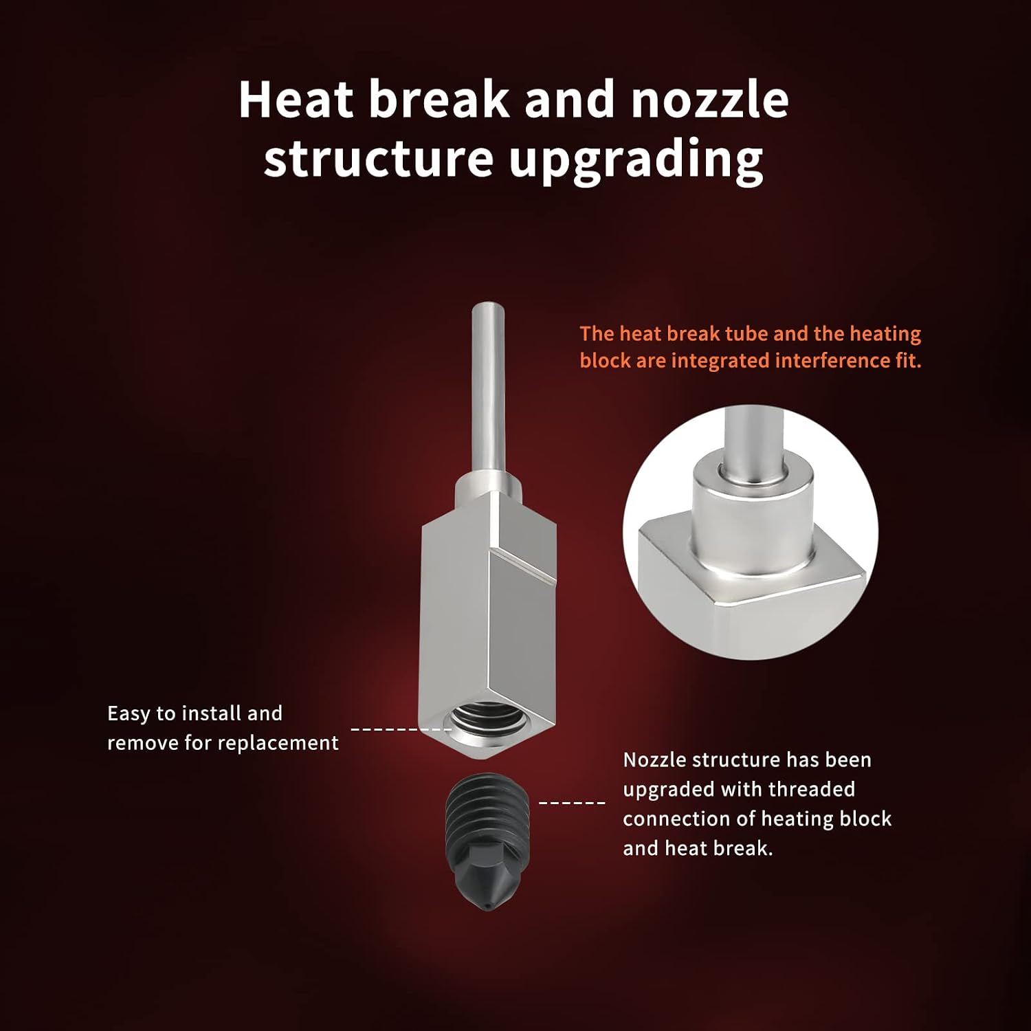 Upgrade Ceramic Heating Core CHC Hotend 24V Copper Heater Block Titanium Heatbreak Improved Nozzle Compatible with