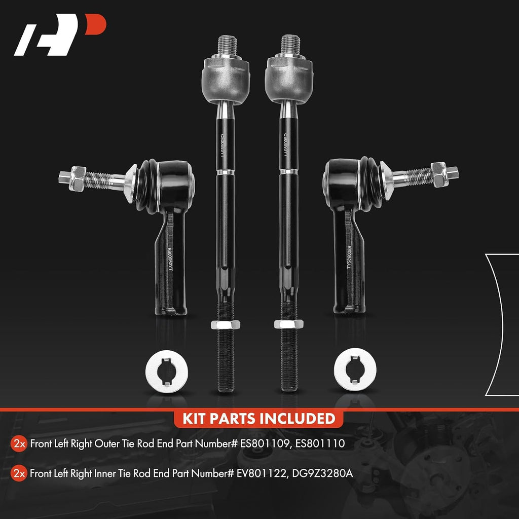 A-Premium Front Inner & Outer Tie Rod End Kit, Compatible with Ford
