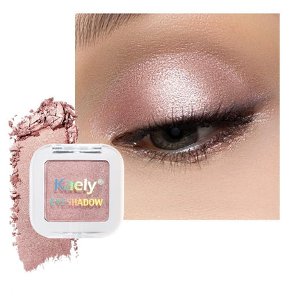 Dusty Pink Champagne Single Eyeshadow Palette, Rose Gold Ice Pink Nude Glitter Cream Eye shadow Palette Singles