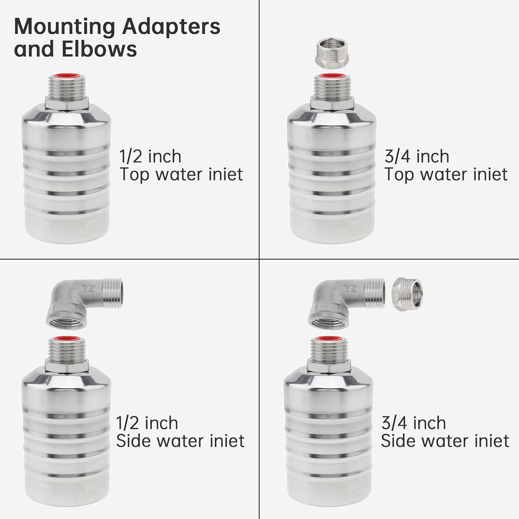 Float Valve 1/2inch to 3/4inch NPT Auto Shut Off Water Level Control Valve