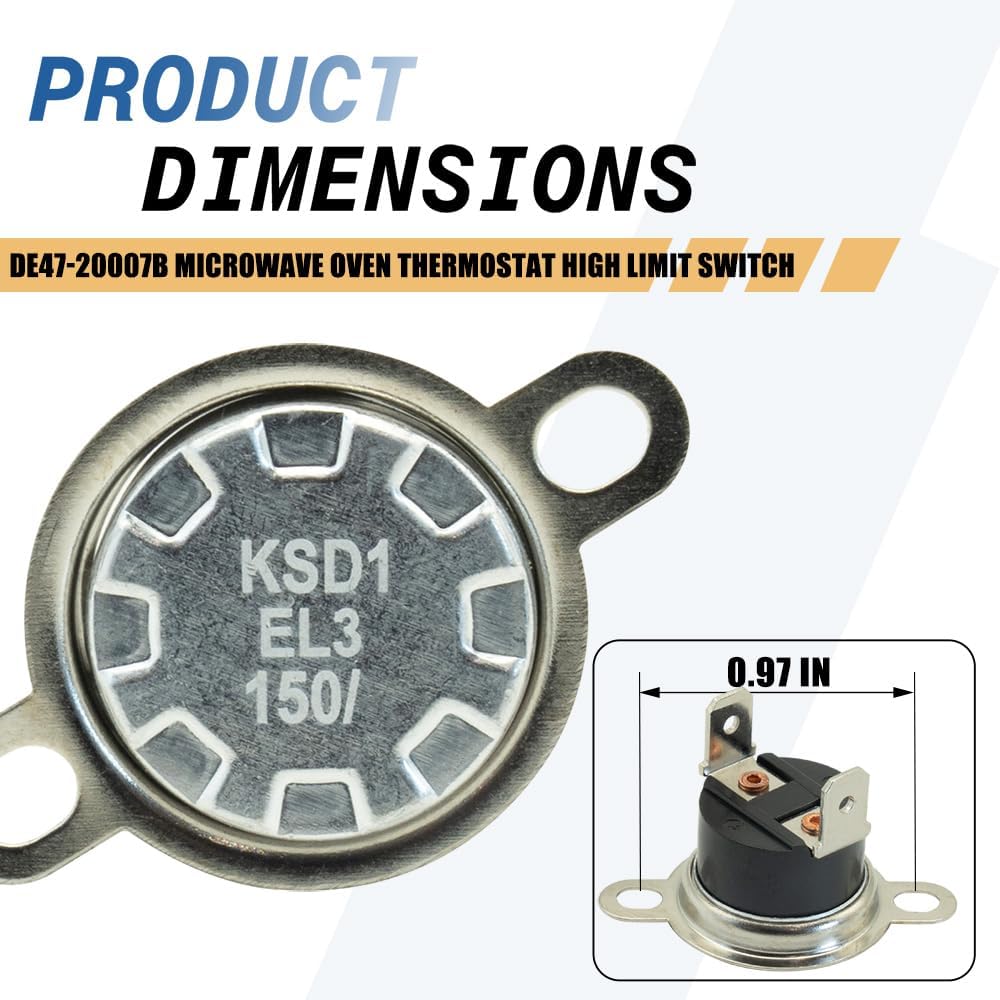 2-Pack DE47-20007B Microwave Oven Thermostat High Limit Switch Compatible with Samsung Replacements DE47-20007A